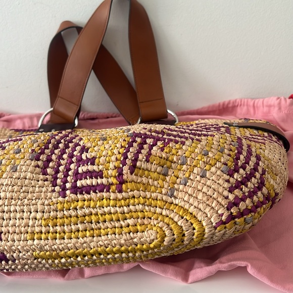 New ISABEL MARANT Bahiba Leather Trimmed Woven Raffia Tote Bag Handbag - Picture 9 of 10